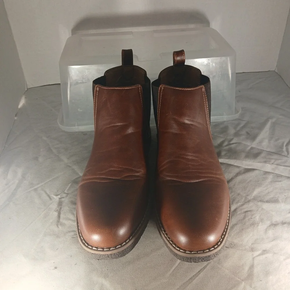 Deer Stags Zane Mens Brown Simulated Leather Chelsea Boots‎ Memory Foam Size 5M